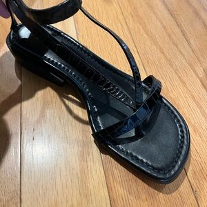 Frame Denim Black Strappy Sandals